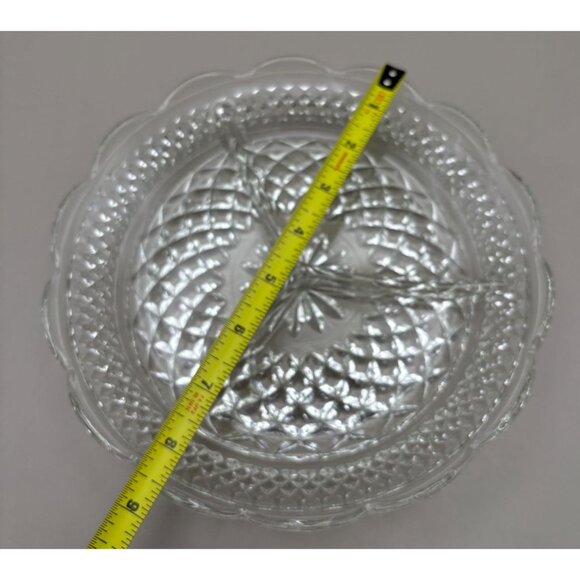 Anchor Hocking Wexford Dish Divided Relish Dip Serving Plate Clear Glass Vintage - Picture 3 of 7